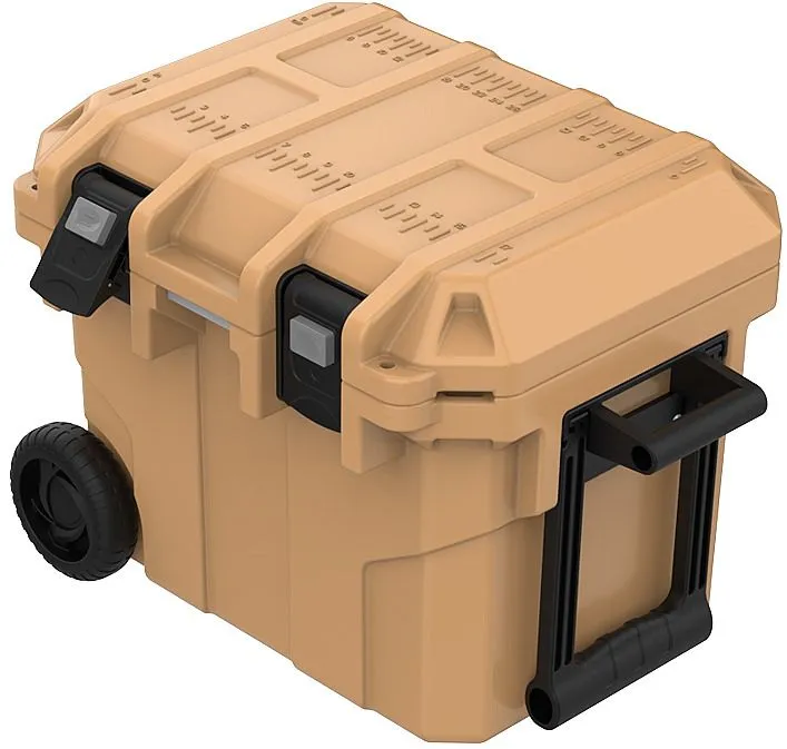 Tsunami 45L Hard Cooler Box with Wheels & Handle — Desert Tan