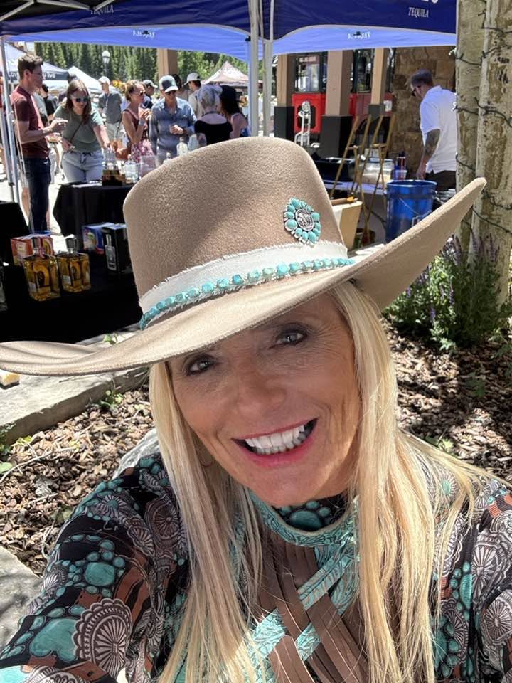3x Rodeo King - Pecan Telescope Western Hat with Turquoise