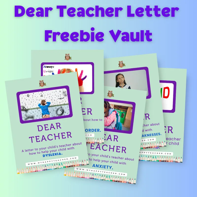 Dear Teacher Letter Freebie Vault: Editable letters that help you explain your childβs learning needs to their teachers.