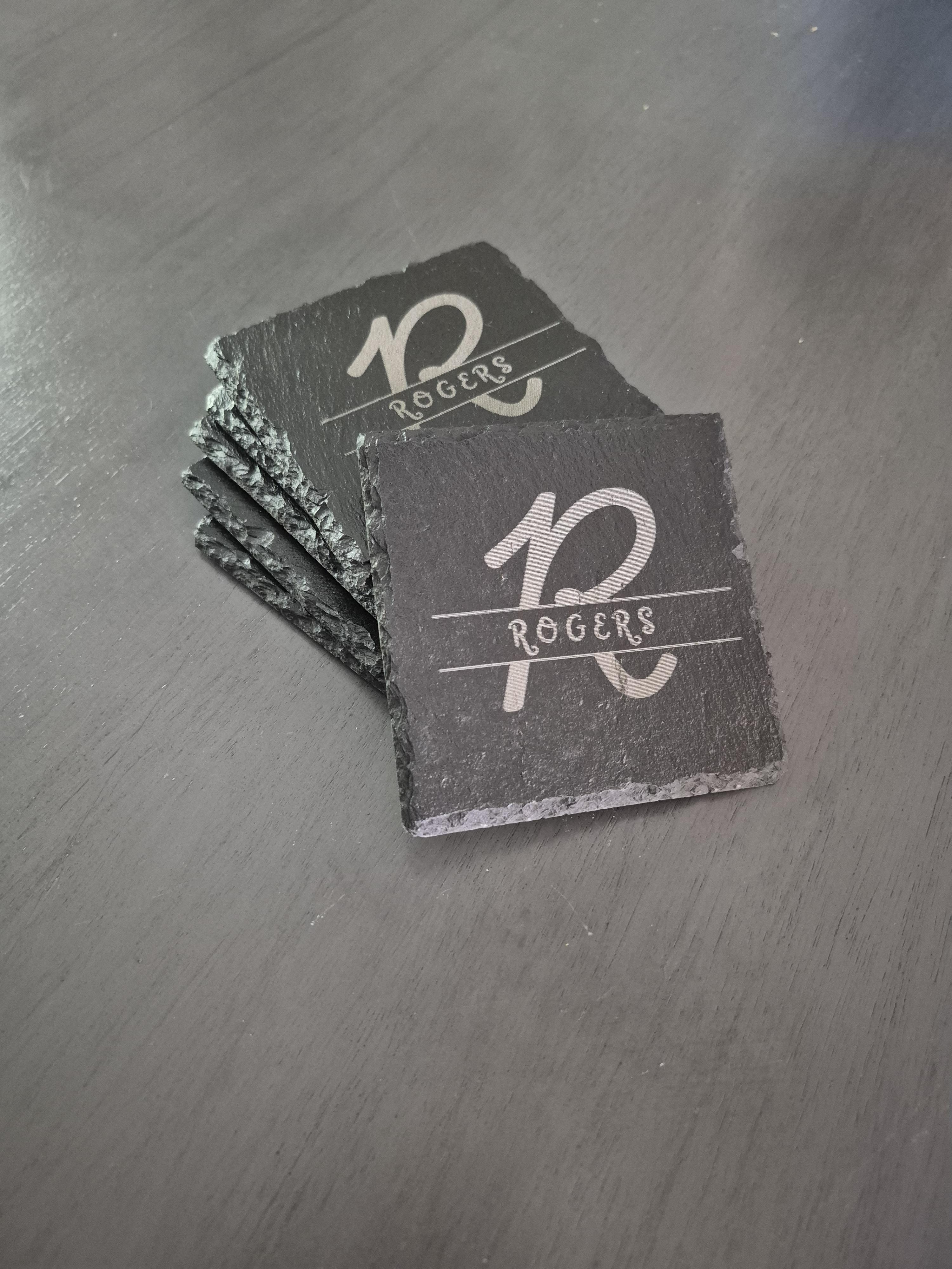 Slate Square Coasters - 6pk with stand