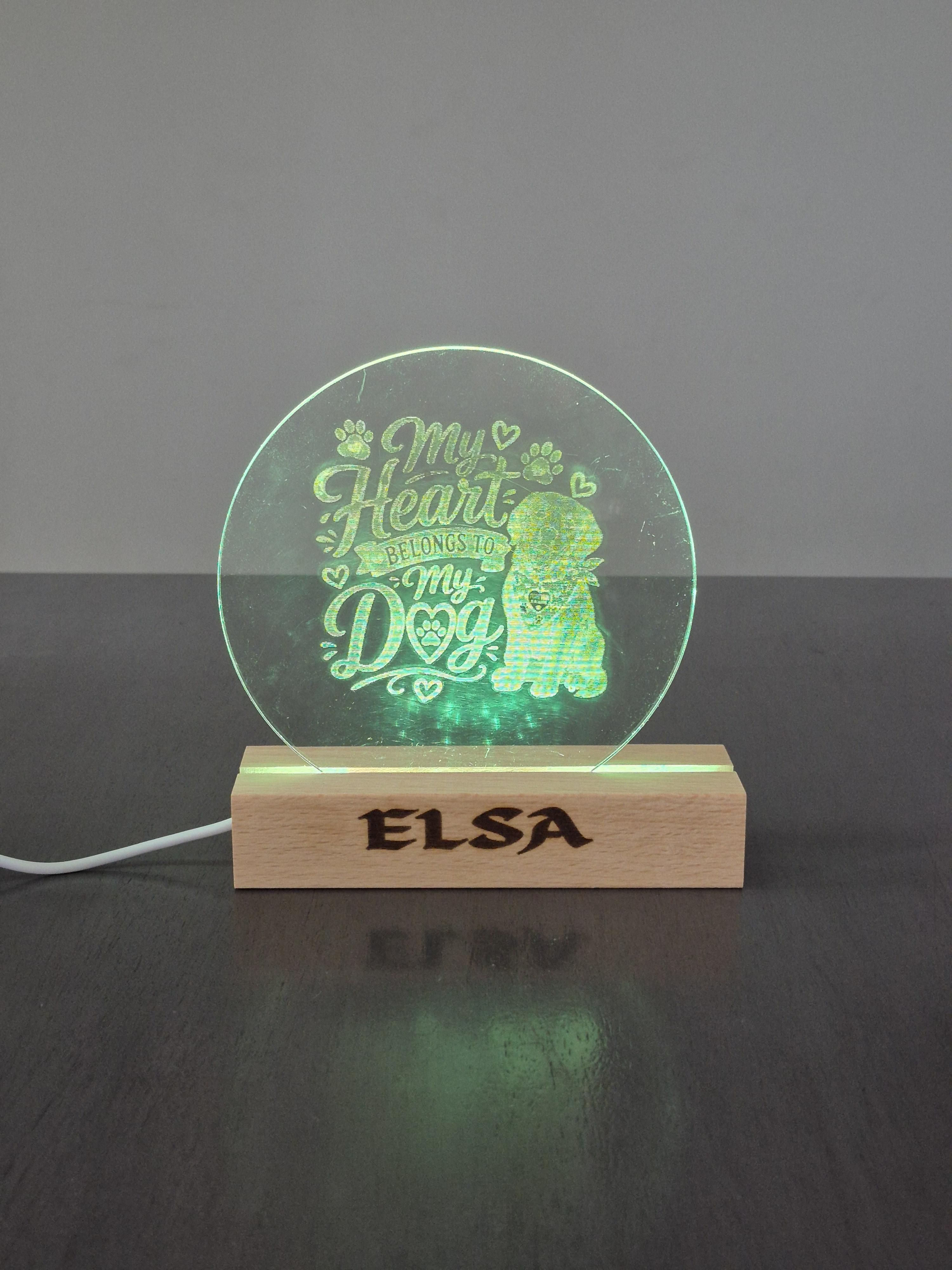 My heart belongs to my dog lighted tabletop stand