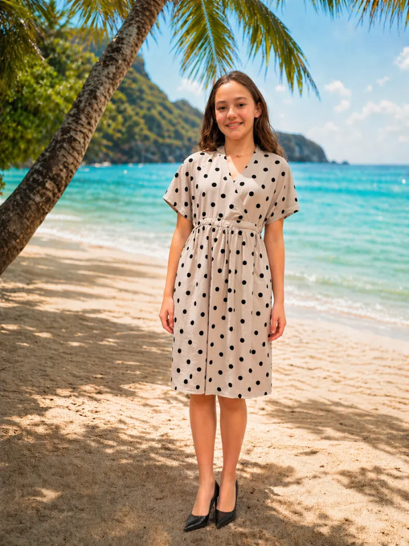 Dress for Women Linen Dots