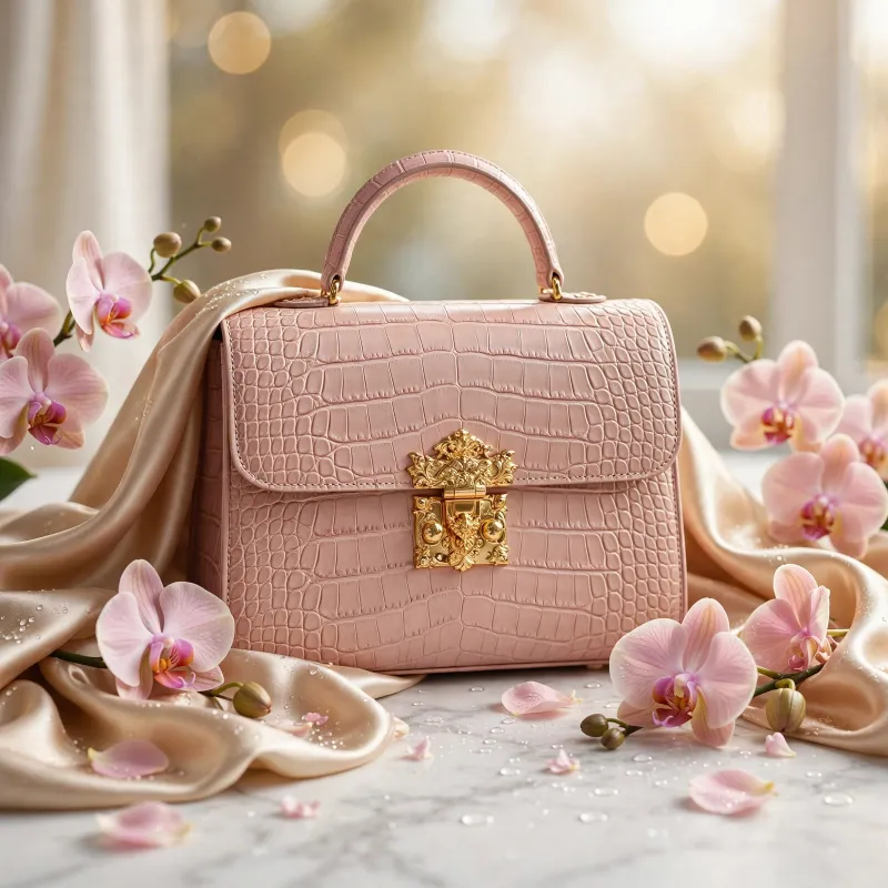 A&D Royal Lock Croc Top-Handle Satchel 