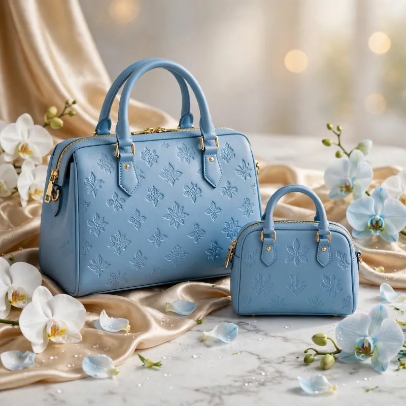 A&D Skyline Luxe  Monogram Satchel Set — Sky Blue (2-Piece Statement Bag)