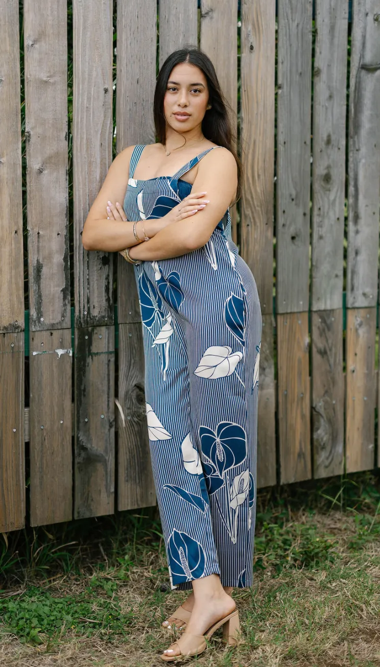 Overalls Anthurium Blue Pinstripe