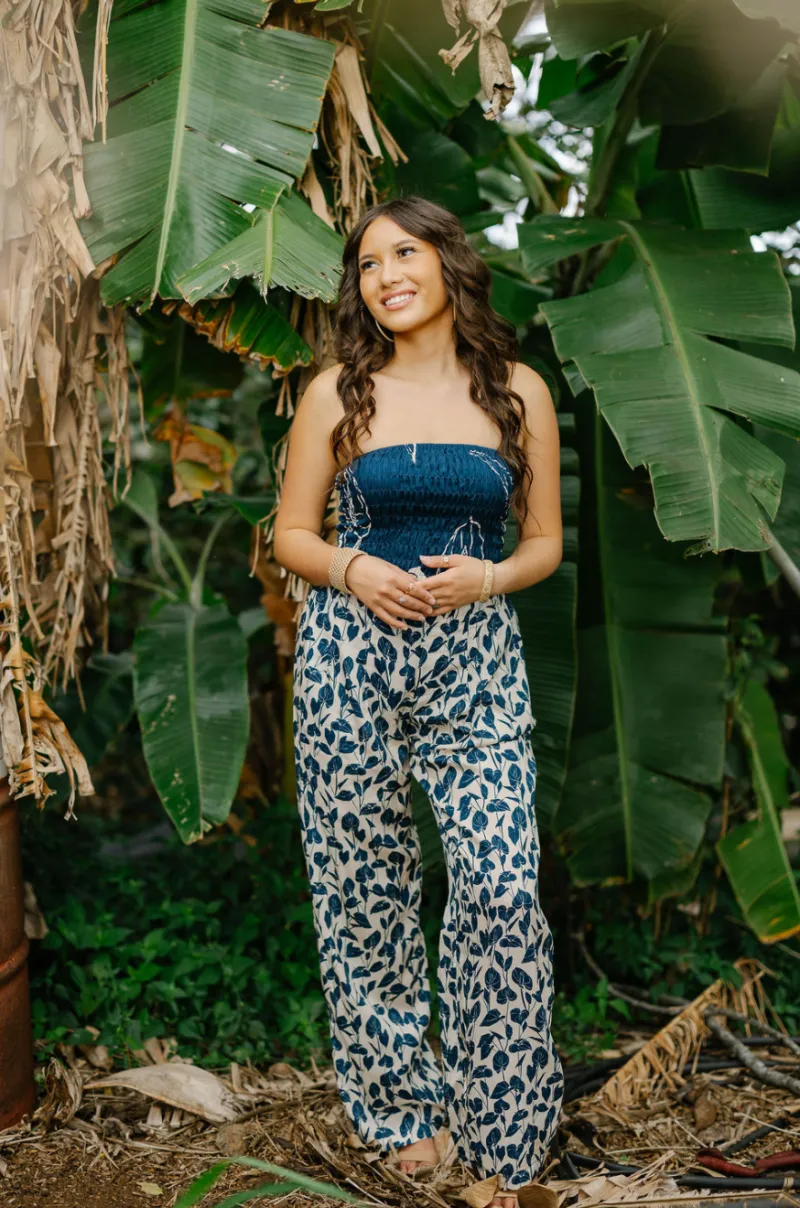 Hana Pant Anthurium Blue and White