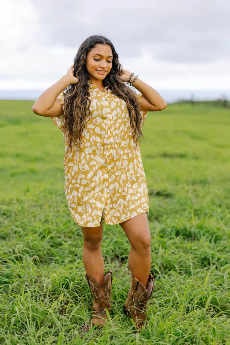 Lily Button Down Dress Anthurium