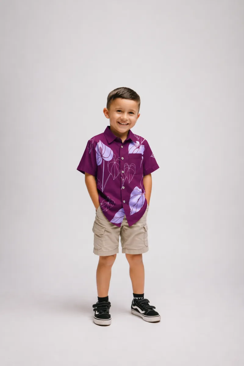 Keiki Aloha Shirt Anthurium Purple
