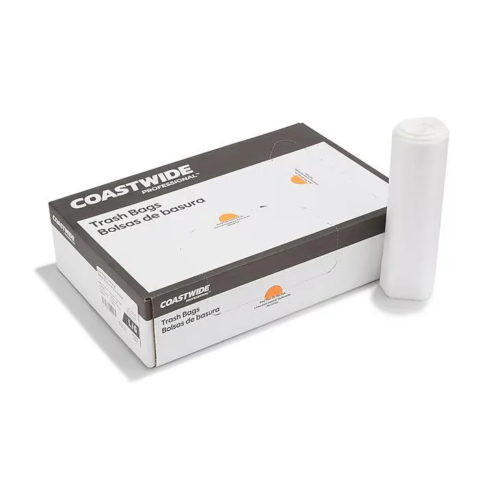 Coastwide Professional™ 40-45 Gallon Trash Bag, 40" x 48", High Density, 16 mic, Natural, 250 Bags/Box 