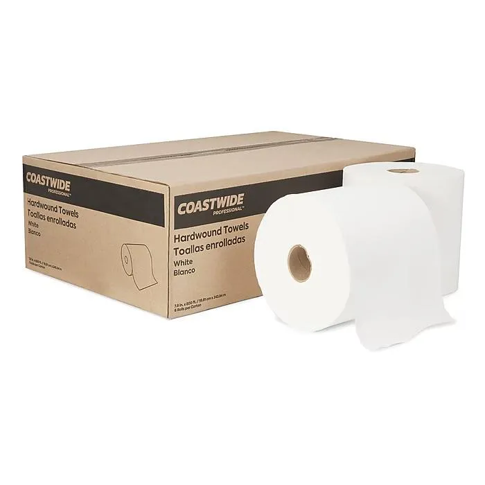 Coastwide Professional™ Hardwound Paper Towels, 1-Ply, White, 800 ft./Roll, 6 Rolls/Carton 