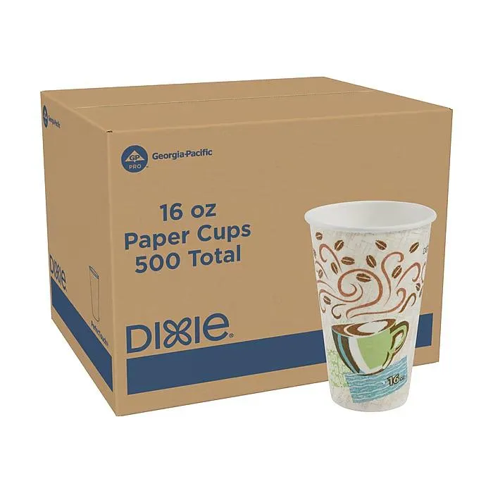  Dixie PerfecTouch Paper Hot Cups, 16 oz., Coffee Haze, 500/Carton 