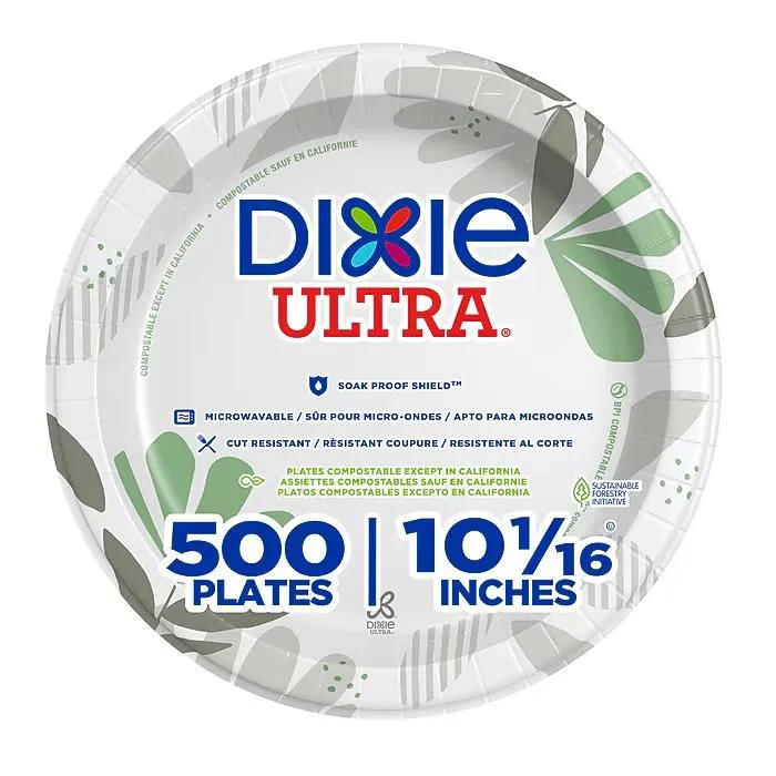  Dixie Ultra Pathways 10" Paper Plates, Multicolor, 500/Carton