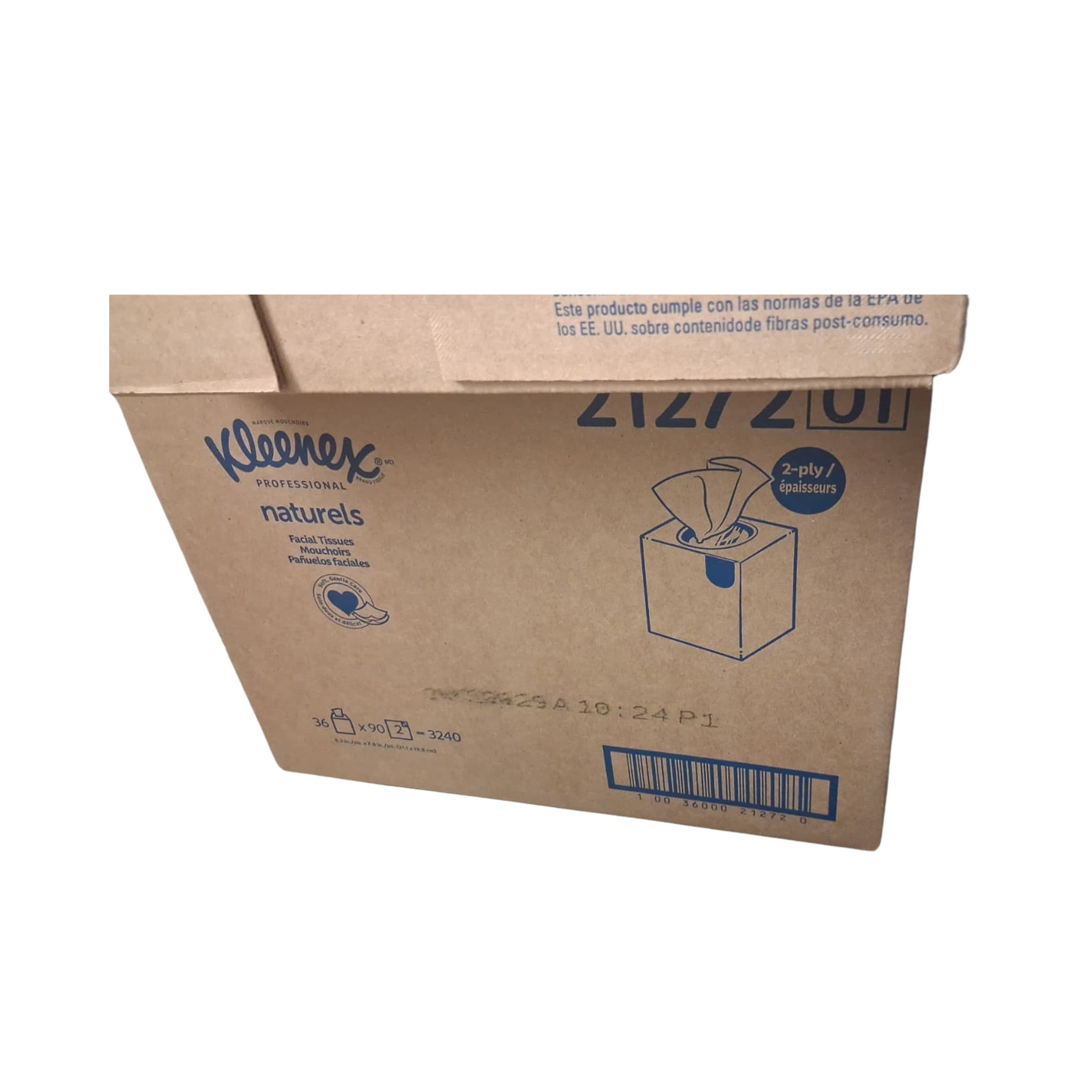  Kleenex Professional Naturals Facial Tissue, 2-ply, White, 90 Tissues/Box, 36 Boxes/Case