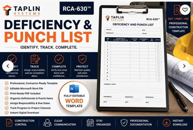 Construction Deficiency Punch List 