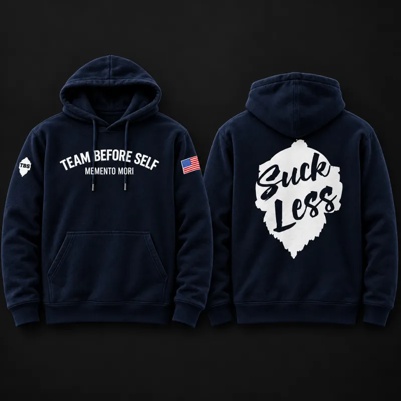 TBS Suck Less - Memento Mori Hoodie in White Print