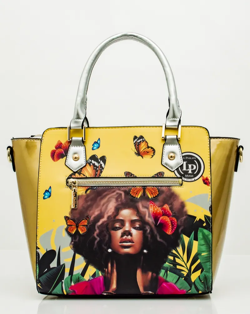 Product photography of a designer handbag