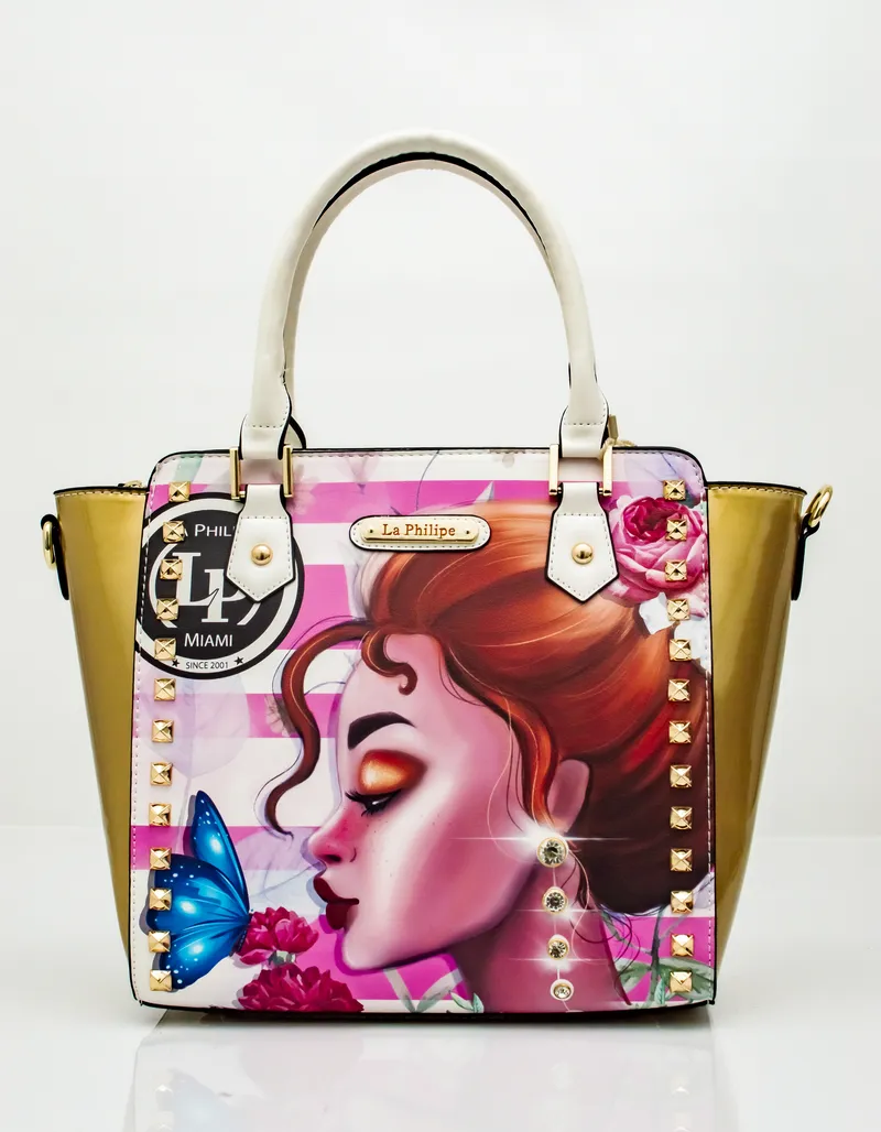 Product photography of a designer handbag