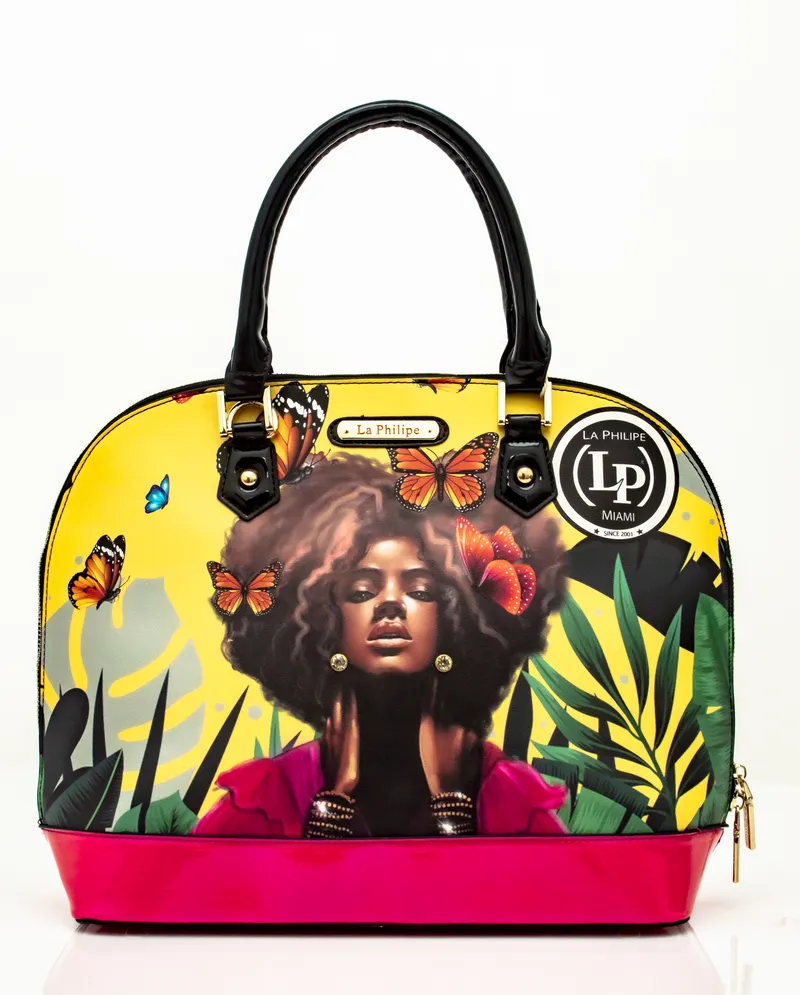Product photography of a designer handbag