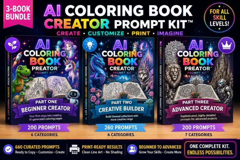 AI Coloring Book Creator Prompt Kit | 660 AI Prompts