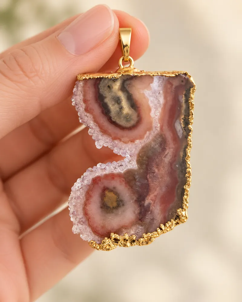 Amethyst Stalactite Pendant Gold Electroform Finish