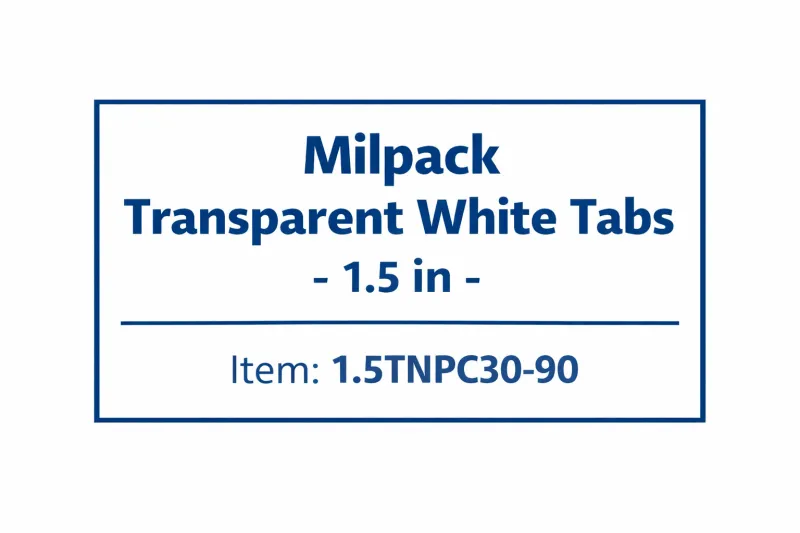Milpack Transparent White Tabs - 1 in - 1TNPC30-90