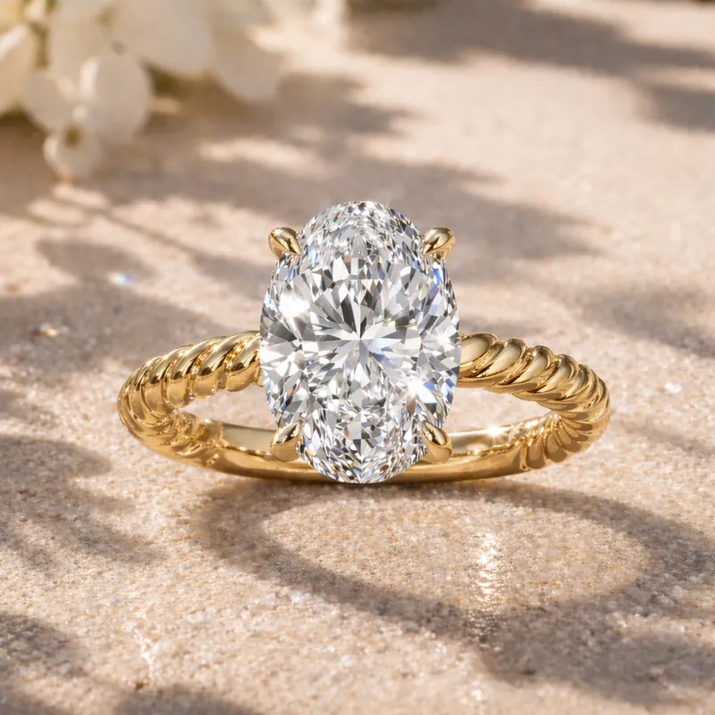 Oval Diamond Solitaire Engagement Ring (Yellow Gold)