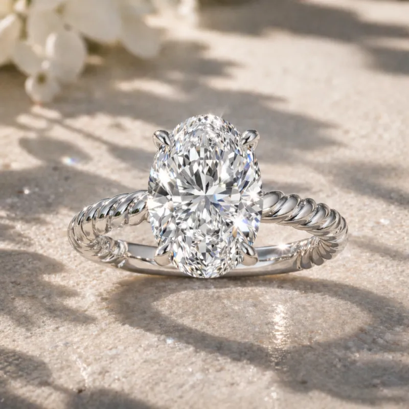 Oval Diamond Solitaire Engagement Ring (White Gold)
