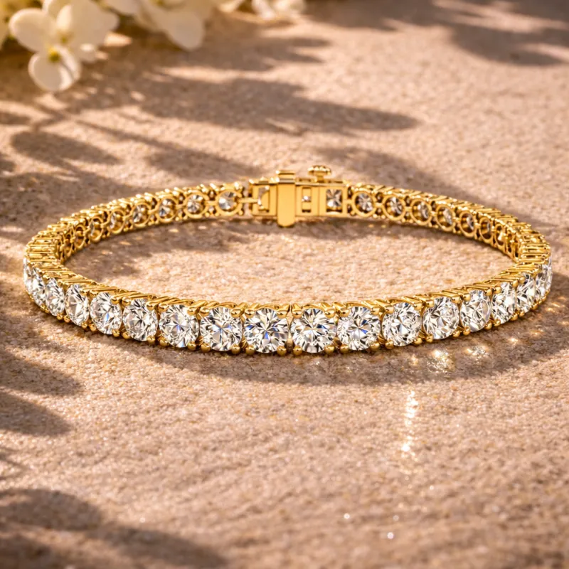 Round Diamond Tennis Bracelet (Yellow Gold)