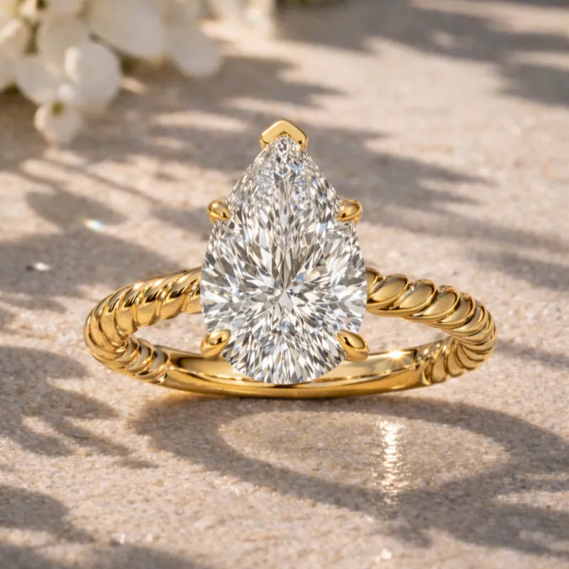 Pear Diamond Solitaire Engagement Ring (Yellow Gold)
