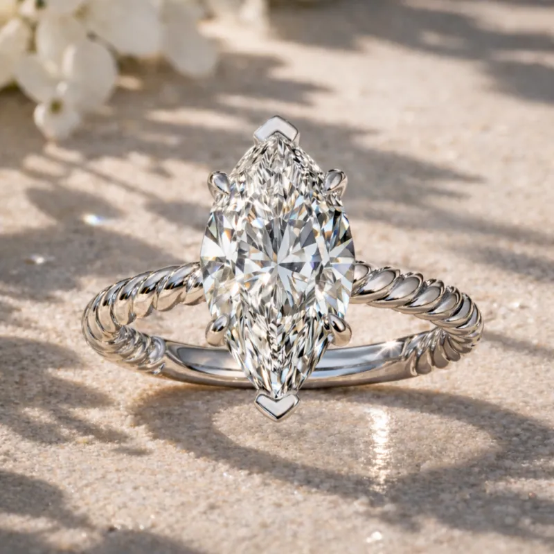 Marquise Diamond Solitaire Engagement Ring (White Gold)