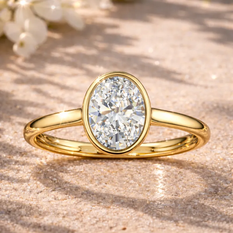 Oval Bezel Diamond Ring (Yellow Gold)