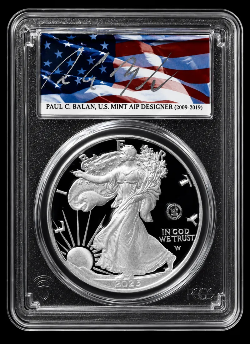 2025-S Silver Eagle U.S. Navy Privy 250th Anniversary First Day of Issue PCGS PR70DCAM • Paul C. Balan Signed