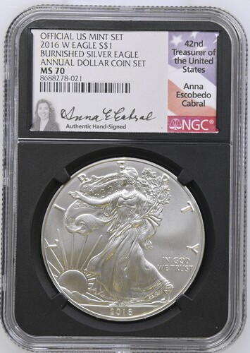 2016-W Burnished Silver Eagle MS70  Annual Dollar Coin Set • Certified Elite Collector Issue