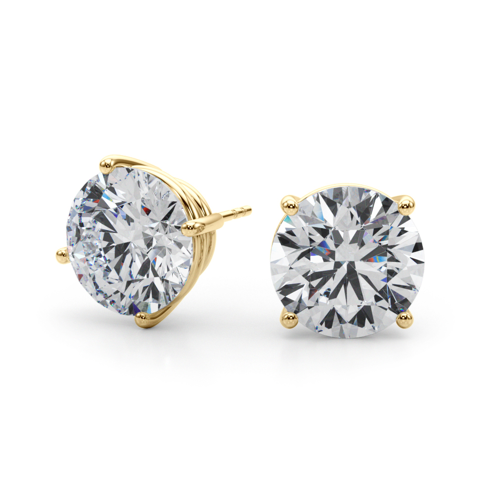  1 CTW Round Lab Diamond Basket Setting Stud Earrings 14k Gold