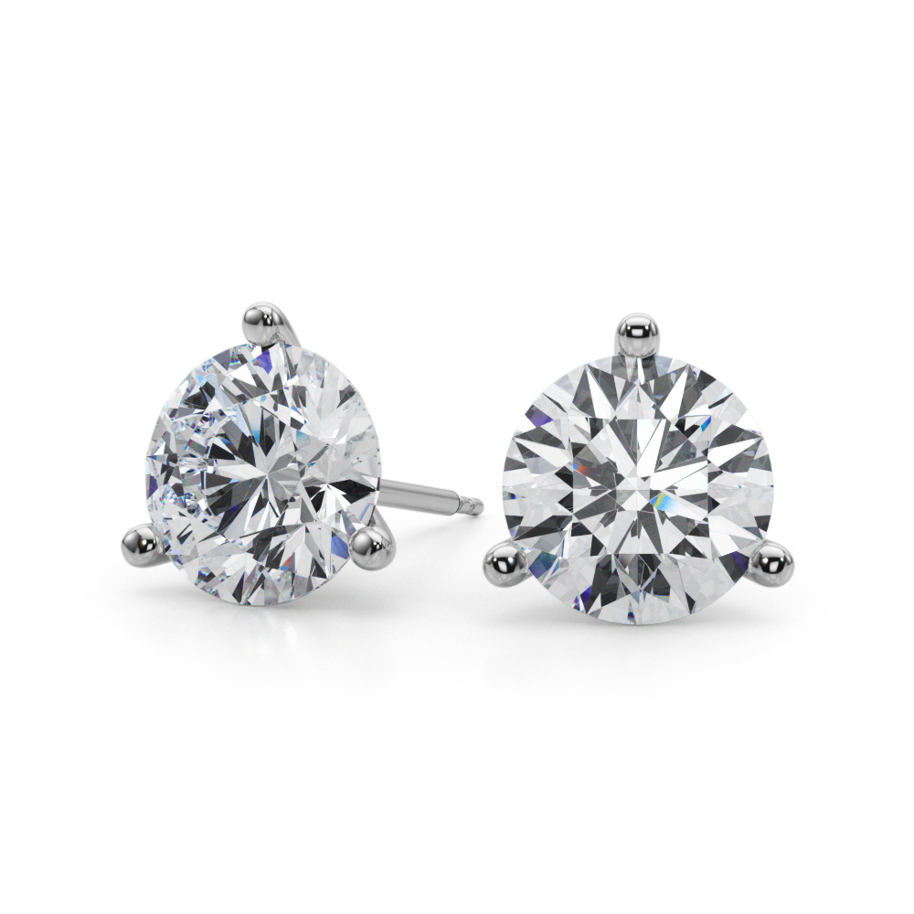 1 CTW Round Lab Diamond Martini Setting Stud Earrings 14k Gold
