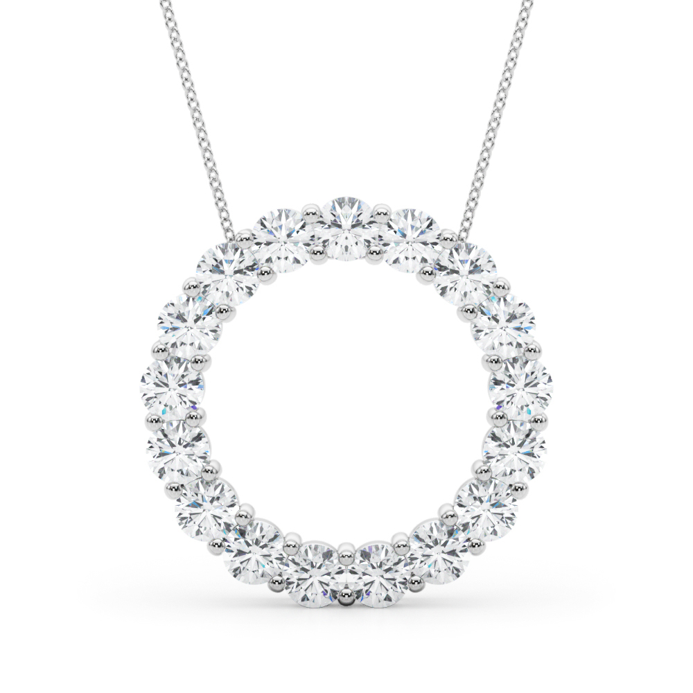 3 Carat Lab Diamond Circle Pendant Necklace 14k Gold 