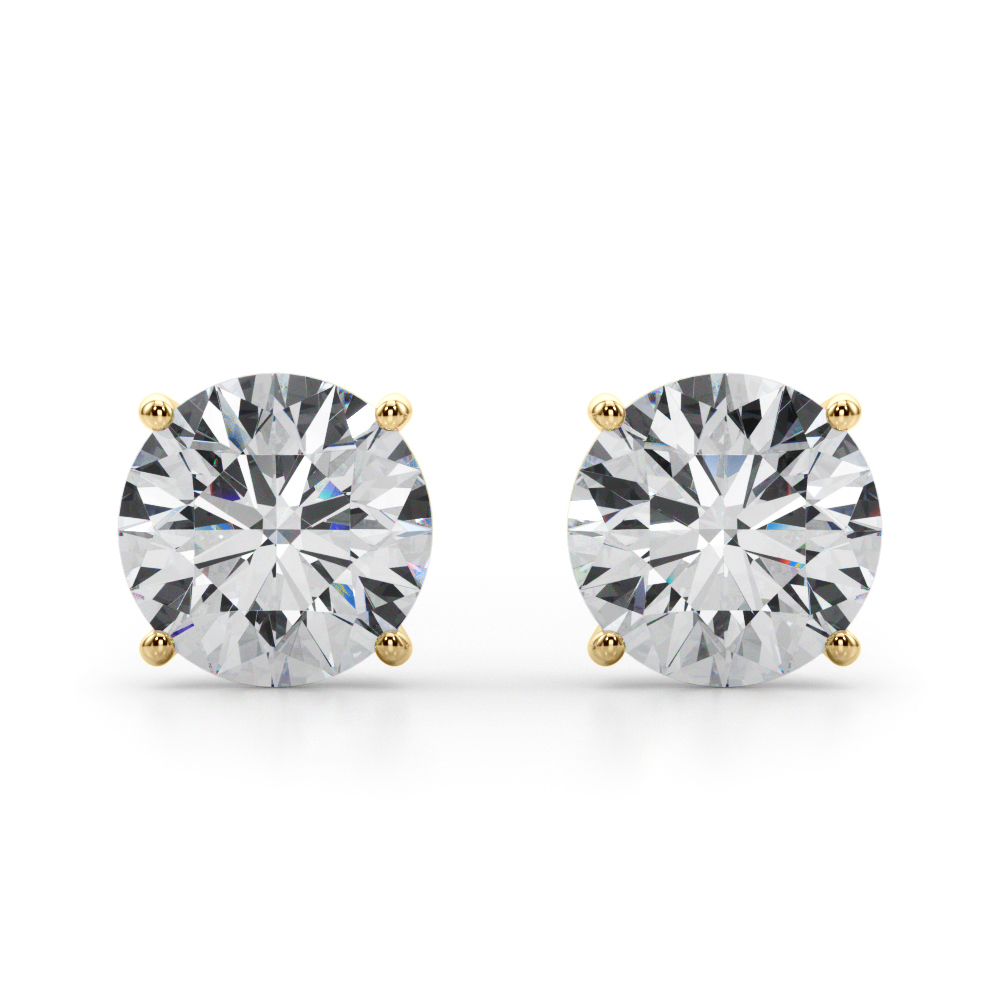 12 carat lab diamond studs in 14k Gold