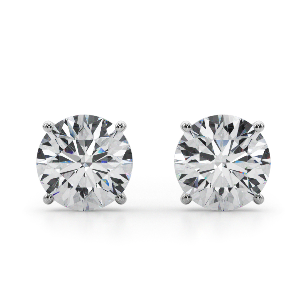  1 CTW Round Lab Diamond Basket Setting Stud Earrings 14k Gold