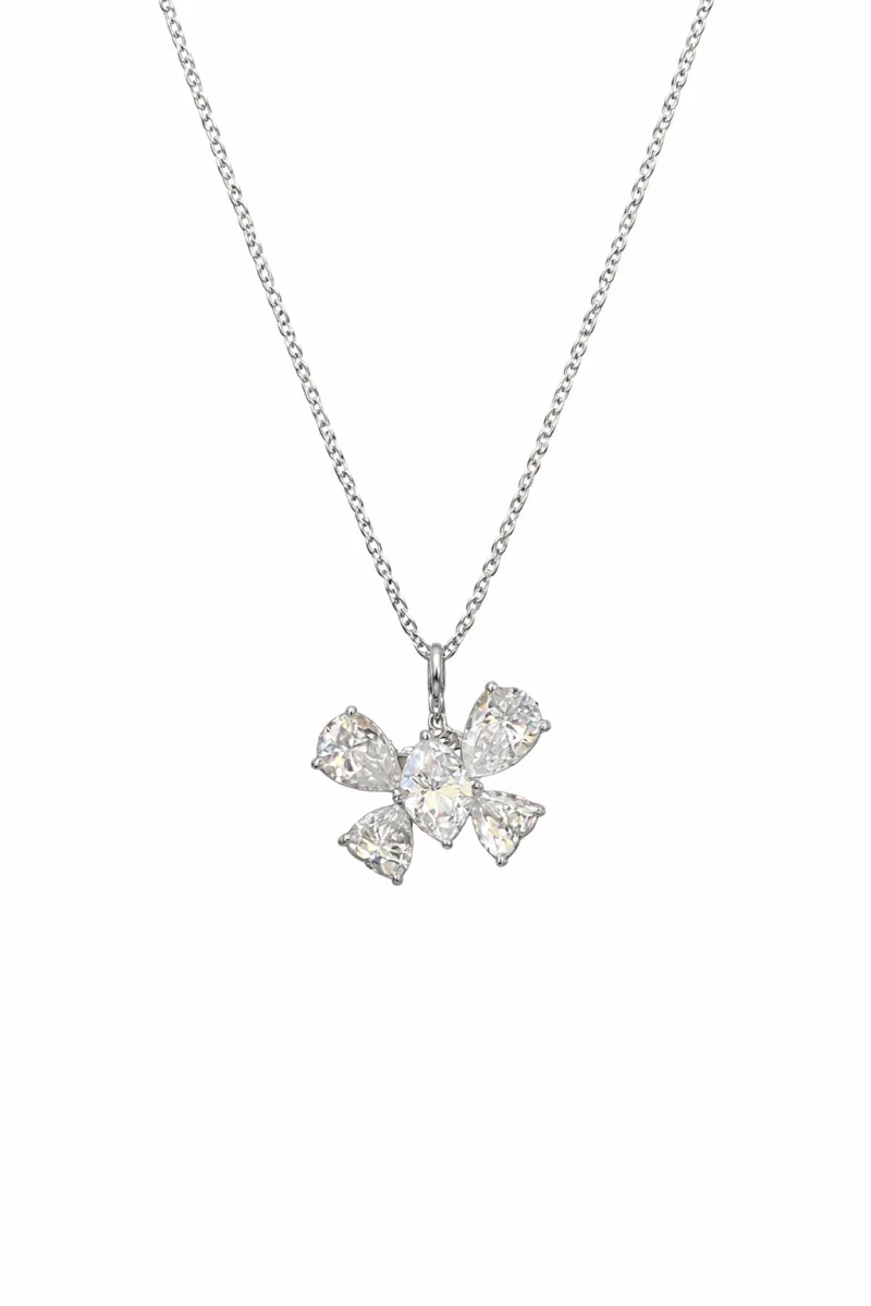 5 Pear Shaped Petal Bloom Pendant Necklace 14k Gold