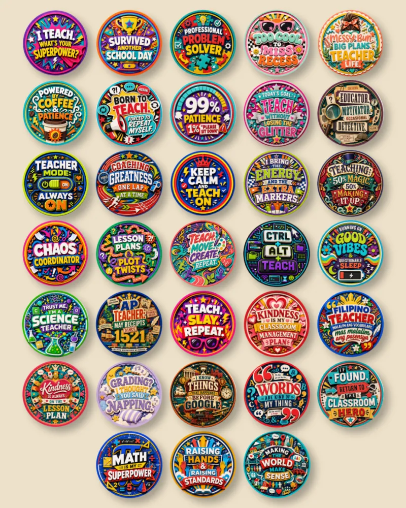 Teachers' Day Button Pin Collection