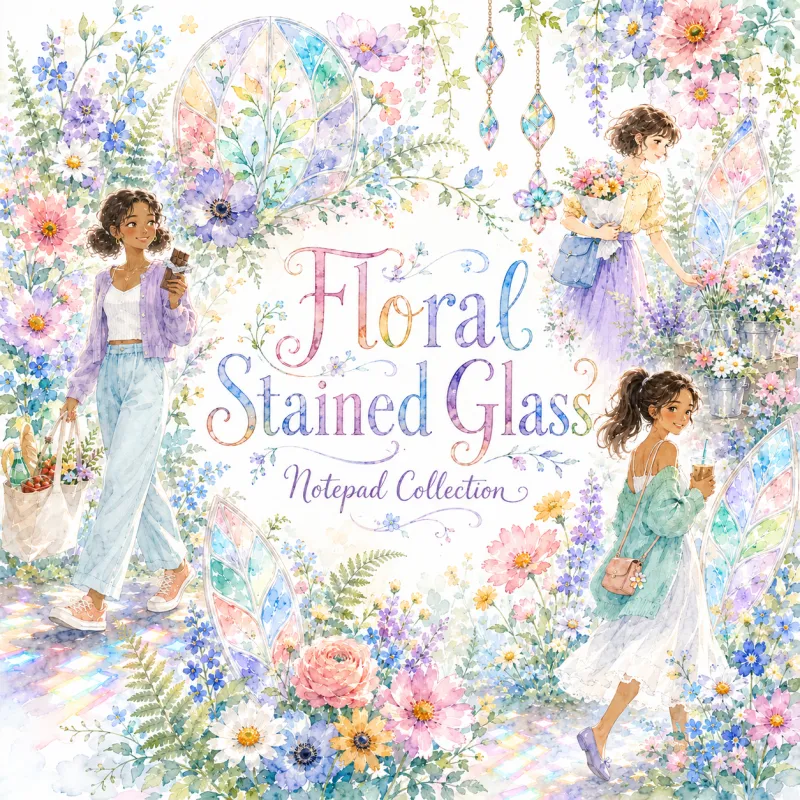 Floral Stained Glass Notepad Collection