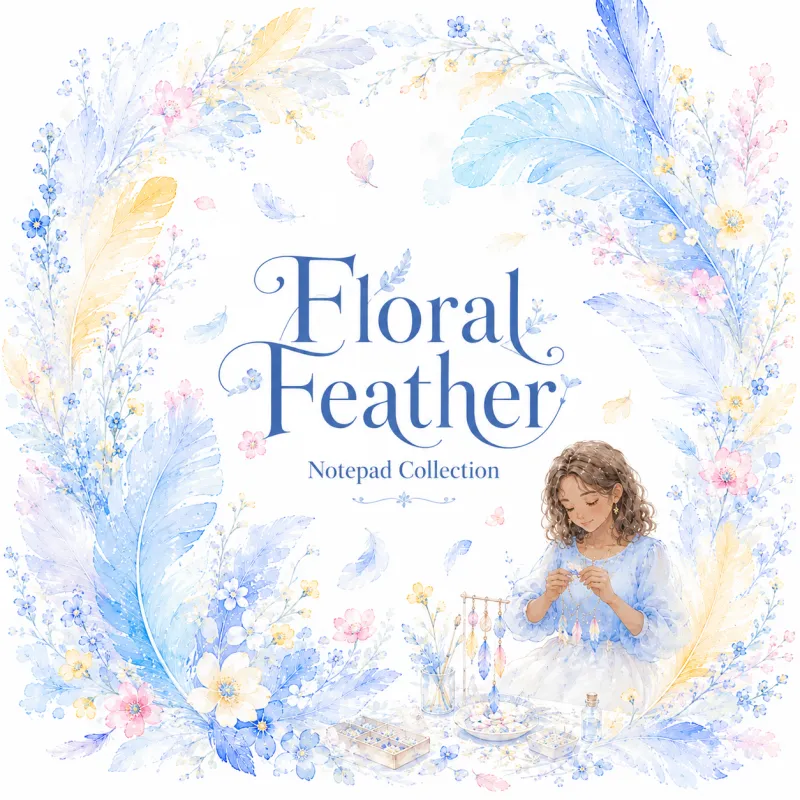 Floral Feather Notepad Collection