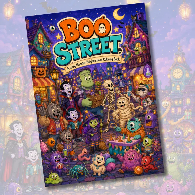 Boo Street Cozy Halloween Coloring Book