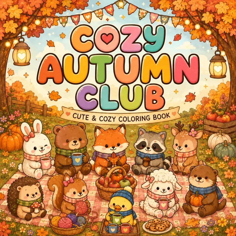 Cozy Autumn Club Coloring Book