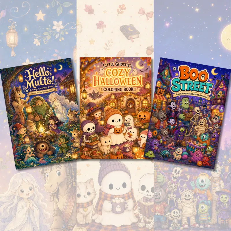 Cozy Halloween Coloring Book Bundle