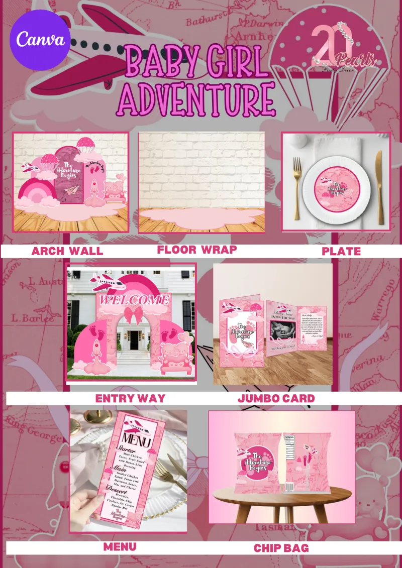 Baby Girl Adventure Baby Shower Bundle