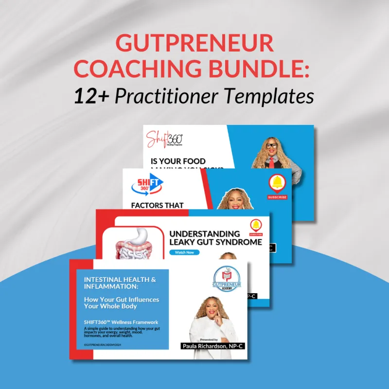 GutPreneur Coaching Bundle: 12+ Practitioner Templates (including the 3.5% transaction fee)