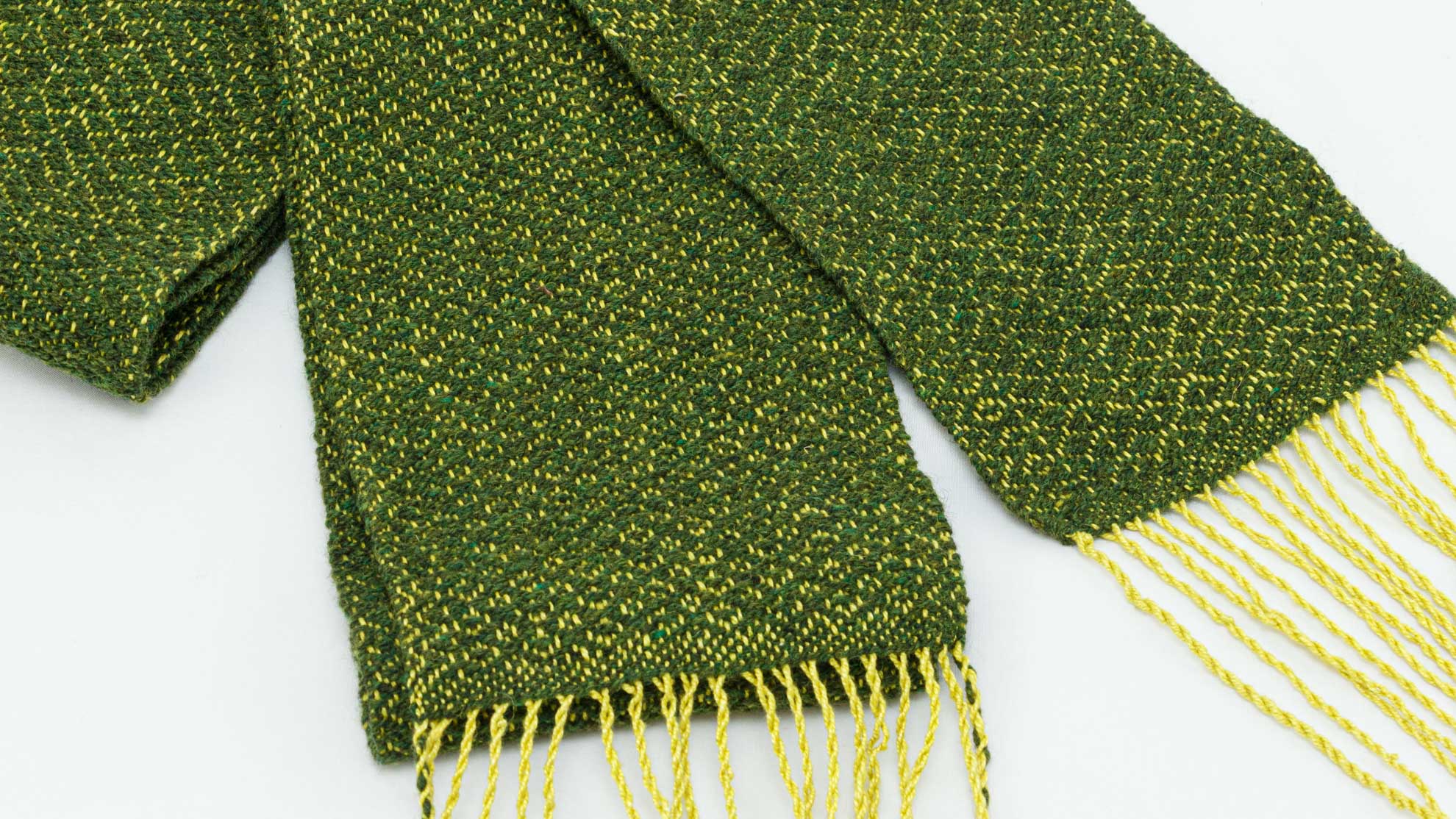 Sash: Dark Green Wool & Lime Green Linen 