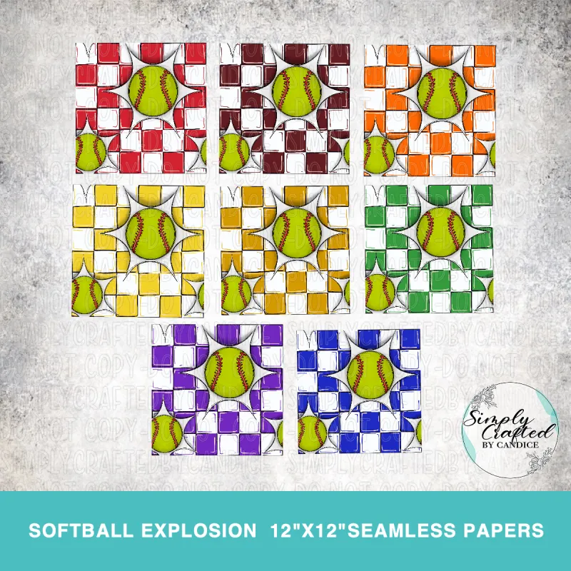 Softball Explosion Seamless Paper
