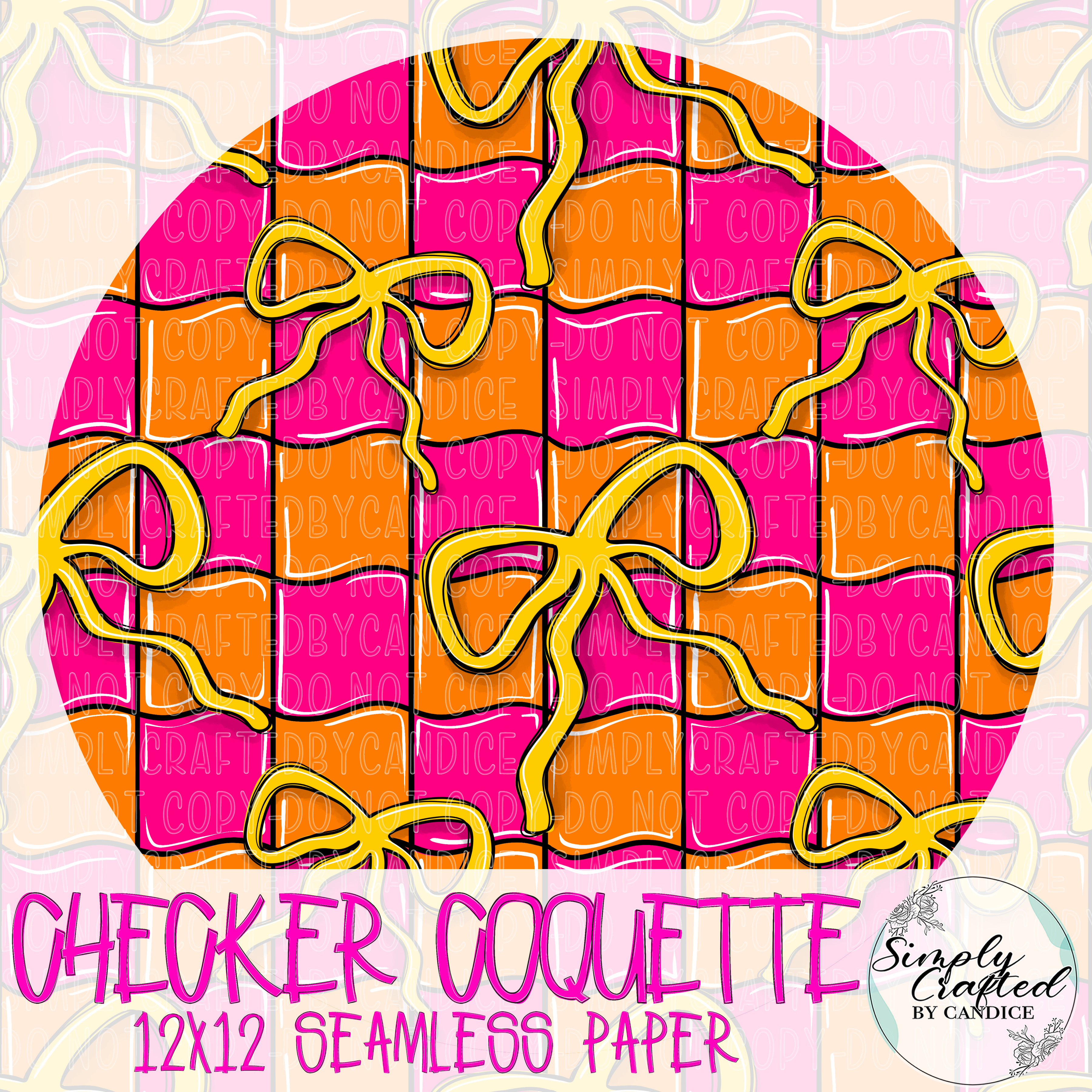 Pink & Orange Checker Coquette Seamless Paper